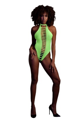 Zmysłowe Body High-Cut w Neonowej Zieleni – Rozmiar XS/XL