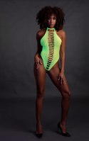 Zmysłowe Body High-Cut w Neonowej Zieleni – Rozmiar XS/XL