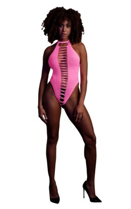 Zmysłowe Body z Wysokim Wycięciem – Neonowy Róż – XS/XL