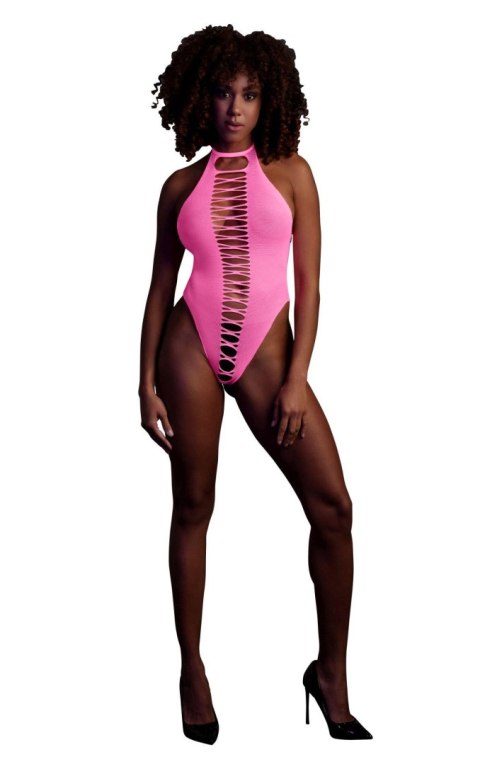 Zmysłowe Body z Wysokim Wycięciem – Neonowy Róż – XS/XL
