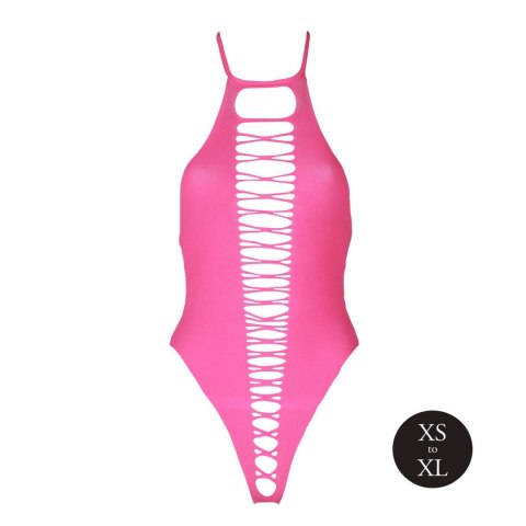 Zmysłowe Body z Wysokim Wycięciem – Neonowy Róż – XS/XL
