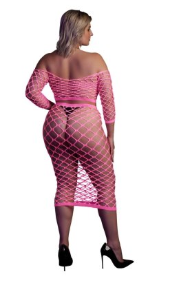 Neonowy komplet: Krótki top z długim rękawem i długa spódnica (XL/XXXXL)
