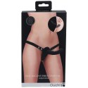 Ouch! - Podwójny Prążkowany Strap-On Silikonowy - Regulowany - Czarny