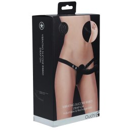 Ouch! – Wibrujący Strap-On – Silikonowy, Żebrowany, Ładowalny, 10 Trybów Prędkości, Regulowany – Czarny