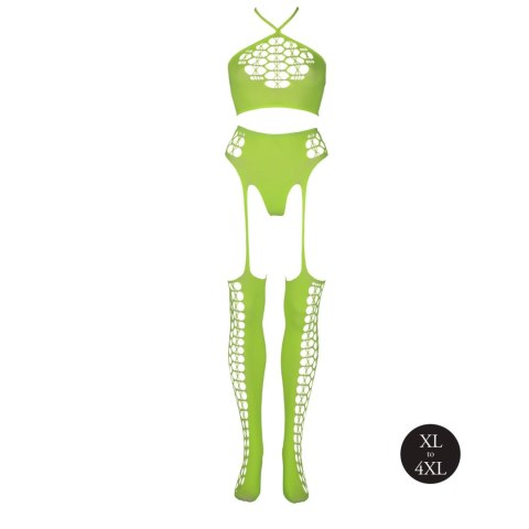 Neonowy Komplet: Crop Top i Pończochy XL/XXXXL