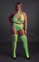 Neonowy Komplet: Crop Top i Pończochy XL/XXXXL