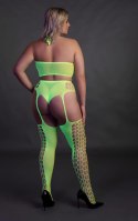 Neonowy Komplet: Crop Top i Pończochy XL/XXXXL