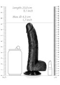 Zakrzywione realistyczne dildo z moszną i przyssawką – 20,5 cm