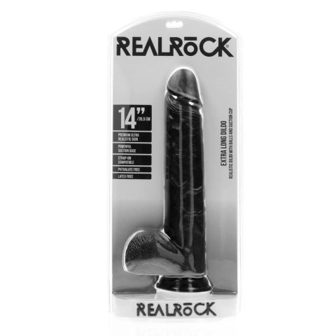 Ogromne Dildo Proste z Jądrami 35,5 cm - Czarny