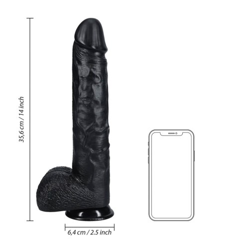 Ogromne Dildo Proste z Jądrami 35,5 cm - Czarny
