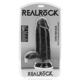 Wyjątkowo Grube, Proste Dildo z Jądrami – 23 cm, Czarne