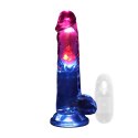 Realistyczne Wibrujące Dildo LED z Jądrami – Transparentne, 20 cm