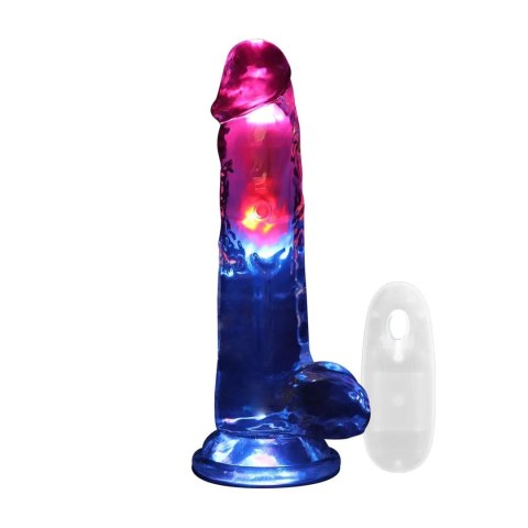 Realistyczne Wibrujące Dildo LED z Jądrami – Transparentne, 20 cm