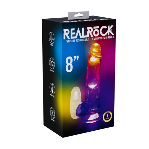 Realistyczne Wibrujące Dildo LED z Jądrami – Transparentne, 20 cm