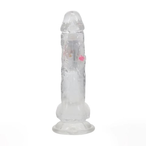 Realistyczne Wibrujące Dildo LED z Jądrami – Transparentne, 20 cm