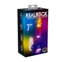 Wibrujące, realistyczne dildo LED z jądrami – 18 cm, Przejrzyste
