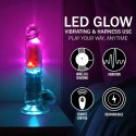 Wibrujące, realistyczne dildo LED z jądrami – 18 cm, Przejrzyste