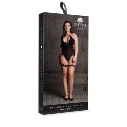 Metis XVI – Zmysłowe Body Plus Size z Paskami do Pończoch i Krzyżowym Dekoltem