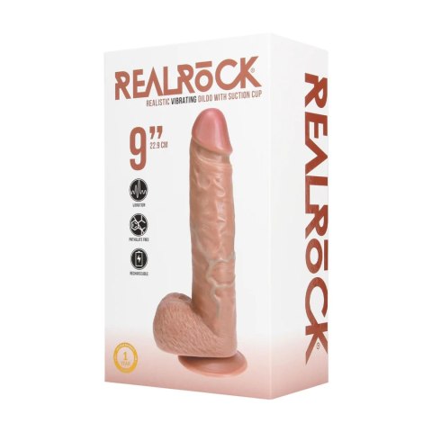 Wibrujące realistyczne dildo z jądrami 23 cm - odcień cielisty
