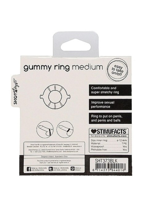 Pierścień Erekcyjny Gummy – Średni, Czarny