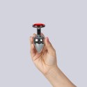 Elegancki Czerwony Metalowy Plug Analny z Klejnotem, Rozmiar L