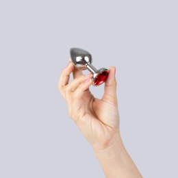 Czerwony metalowy plug analny z klejnotem