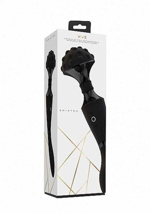 Elegancki Wibrator-Różdżka Shiatsu z Elastyczną Główką - Czarny