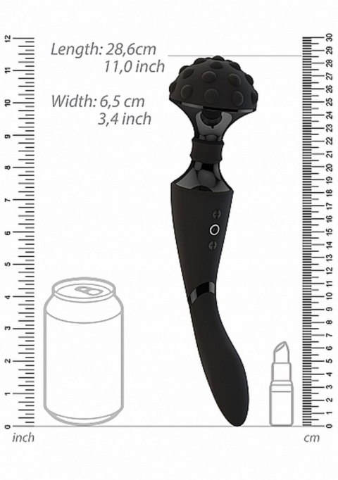 Elegancki Wibrator-Różdżka Shiatsu z Elastyczną Główką - Czarny