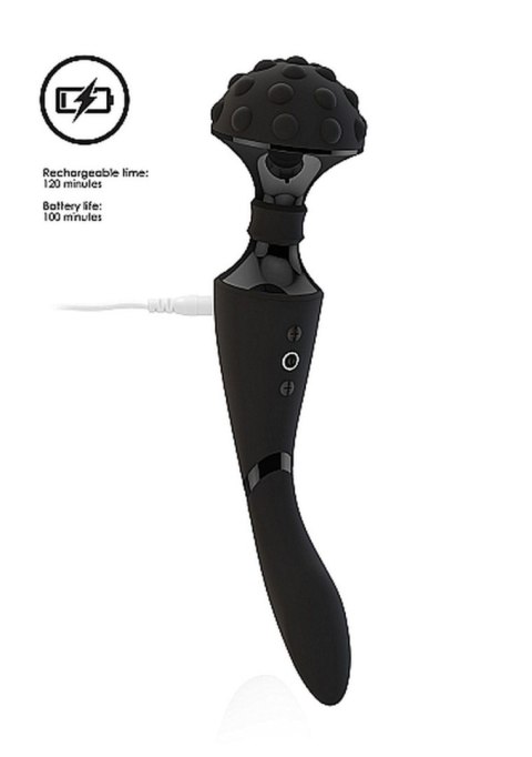 Elegancki Wibrator-Różdżka Shiatsu z Elastyczną Główką - Czarny