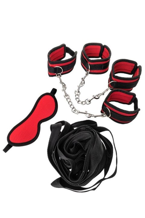 Zmysłowy zestaw bondage Anonymo z poliestru, czerwony