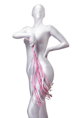 Anonymo pejcz z zamszu i skóry PU, różowy, 64 cm