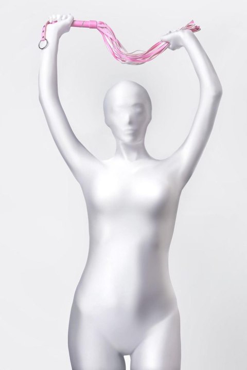 Anonymo pejcz z zamszu i skóry PU, różowy, 64 cm