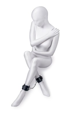 Eleganckie kajdanki Anonymo na kostki, ze skóry PU, czarne, 26,5 cm