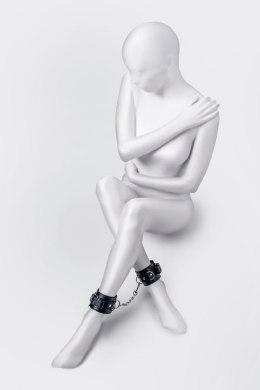 Eleganckie kajdanki Anonymo na kostki, ze skóry PU, czarne, 26,5 cm