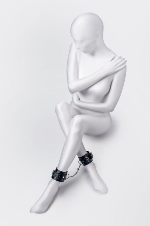 Eleganckie kajdanki Anonymo na kostki, ze skóry PU, czarne, 26,5 cm