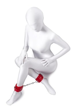Anonymo Kajdanki skórzane, czerwone, 27 cm