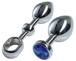 MALESATION Luksusowy Korek Analny z Chromowanego Aluminium z Uchwytem i Kryształem, Duży