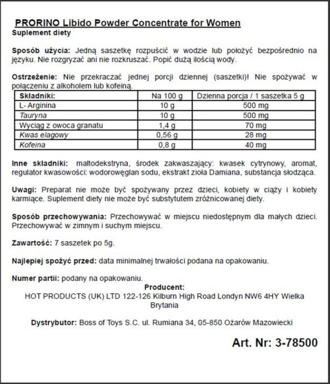 Prorino Black Line: Koncentrat Wzmacniający Libido w Proszku