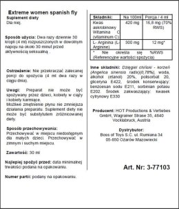 Suplement Diety Hiszpańska Mucha Extreme dla Kobiet, 30 ml