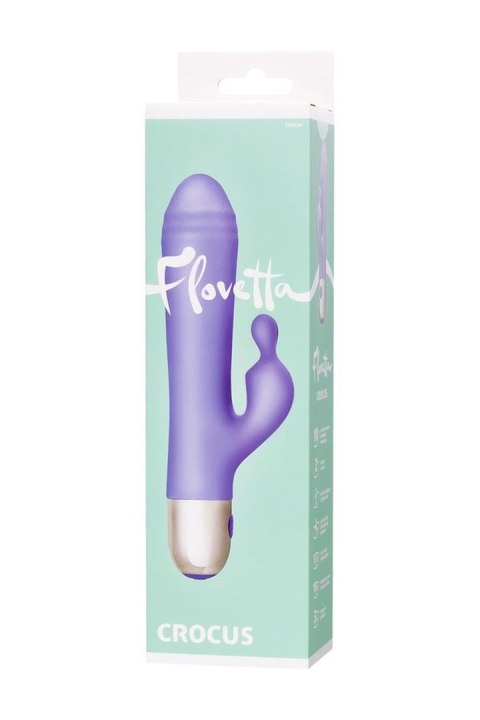 Wibrator Flovetta Crocus z podwójną stymulacją, silikonowy, fioletowy, 17,5 cm