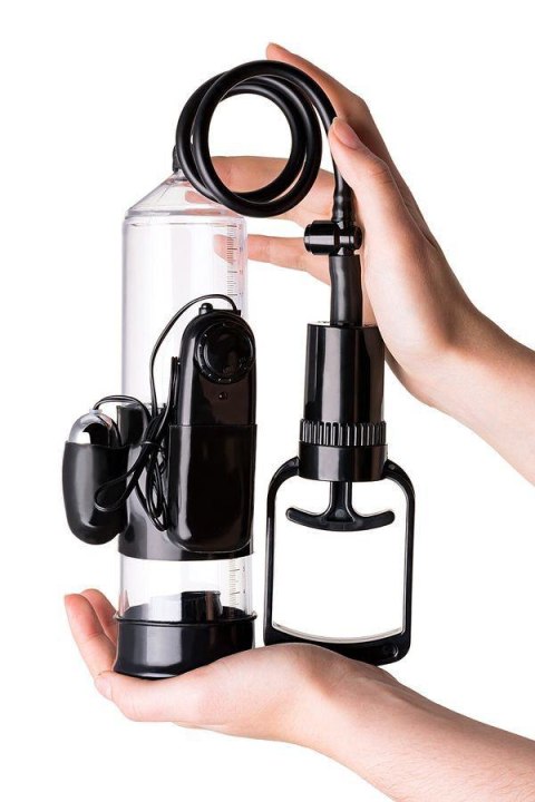 Elegancka przezroczysta pompka do penisa A-TOYS z wibracjami, 22,8 cm