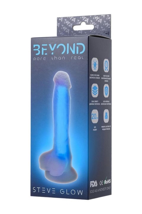 BEYOND BY TOYFA Steve Glow Blue – Realistyczne Dildo Świecące w Ciemności, 14,5 cm
