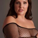 Uwodzicielskie Bodystocking z Odkrytymi Ramionami, Siateczkową Teksturą i Otwartym Krokiem