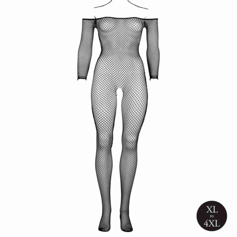 Uwodzicielskie Bodystocking z Odkrytymi Ramionami, Siateczkową Teksturą i Otwartym Krokiem