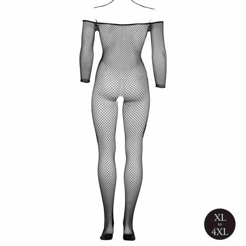 Uwodzicielskie Bodystocking z Odkrytymi Ramionami, Siateczkową Teksturą i Otwartym Krokiem