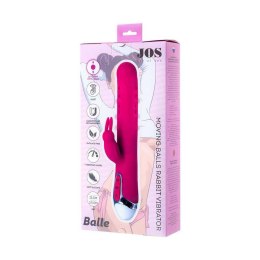 JOS BALLE – Wibrator z ruchomymi kulami i stymulatorem łechtaczki, jedwabisty silikon, róż, 23 cm