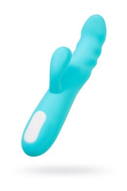 Wibrator Króliczek JOS MERRY-SWI z rotacją i stymulacją łechtaczki, silikonowy, niebieski, 20.7 cm