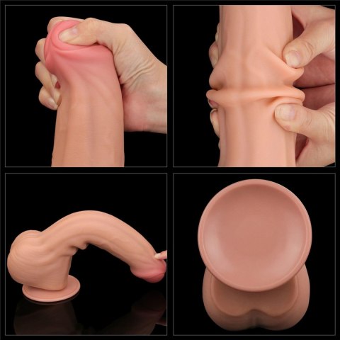 Olbrzymie Dwupoziomowe Dildo 11.5'' z Realistyczną Ruchomą Skórą