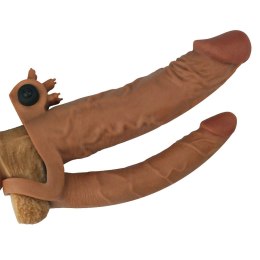 Pleasure X Tender: Wibrująca Podwójna Nakładka na Penisa z Przedłużeniem Analnym