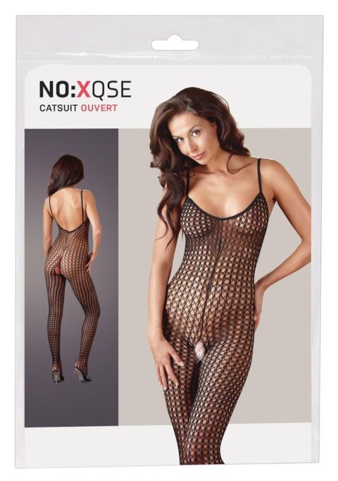 Zmysłowy Catsuit Siateczkowy Czarny z Otwartym Krokiem XL/XXL